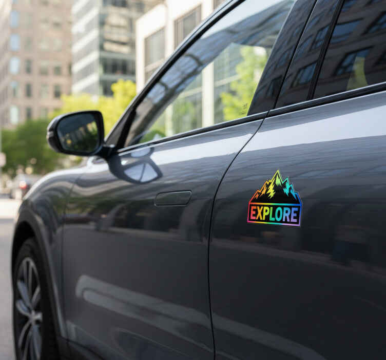 Car sticker colourful mountain artwork - TenStickers