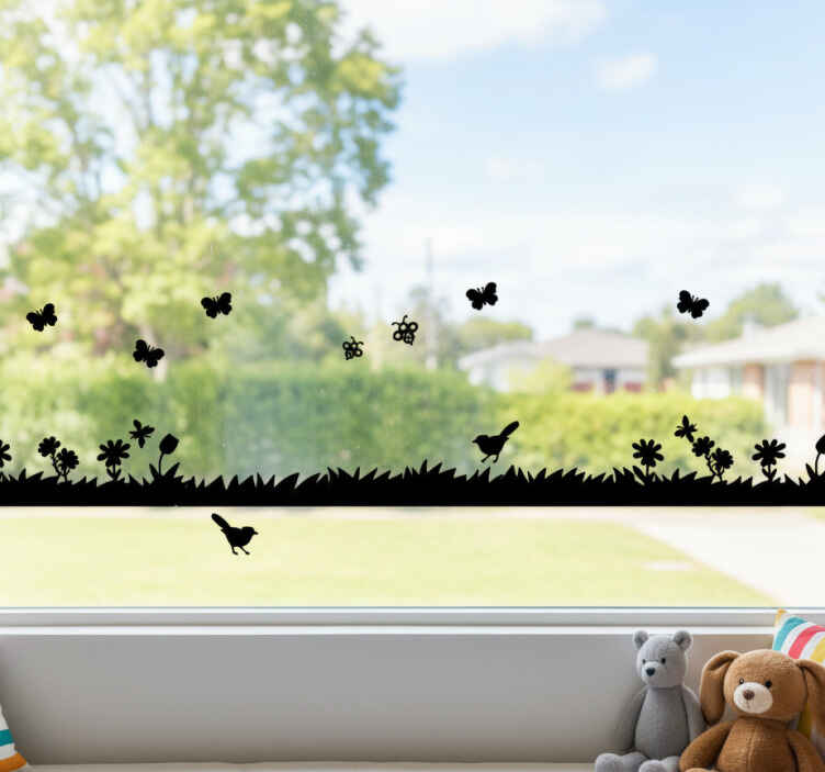 Childrens' wall stickers wildlife grass border - TenStickers