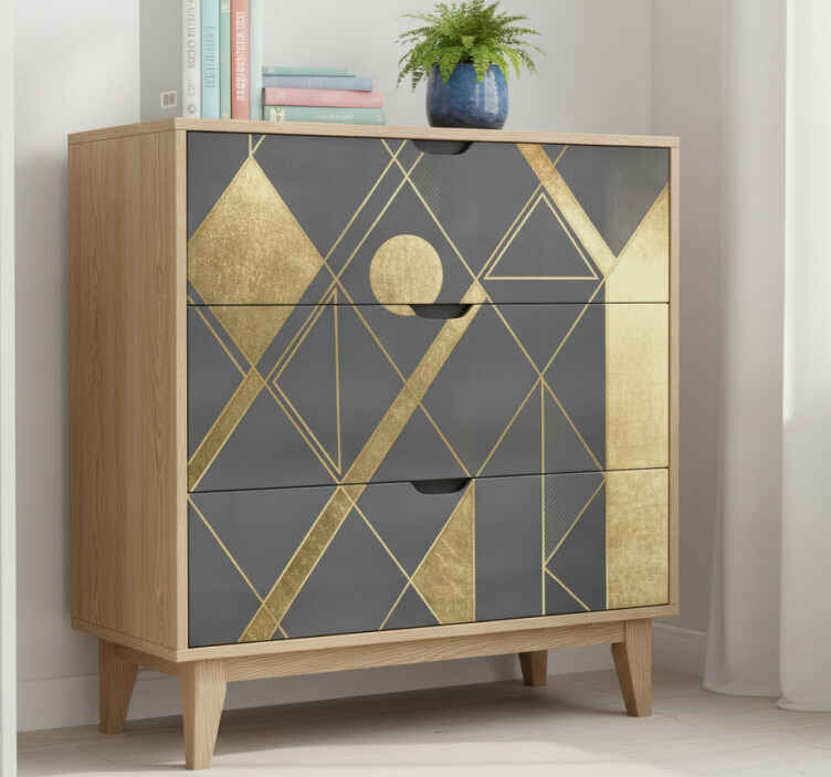 Carta adesiva per mobili forme oro e grigio - TenStickers