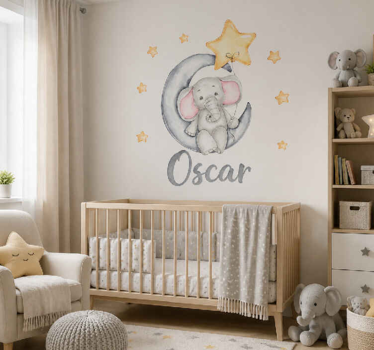 Custom sticker elephant on the moon - TenStickers