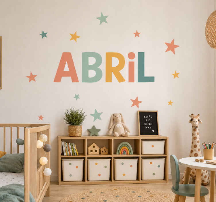 Vinilo decorativo personalizable colores pastel y estrellas - TenVinilo