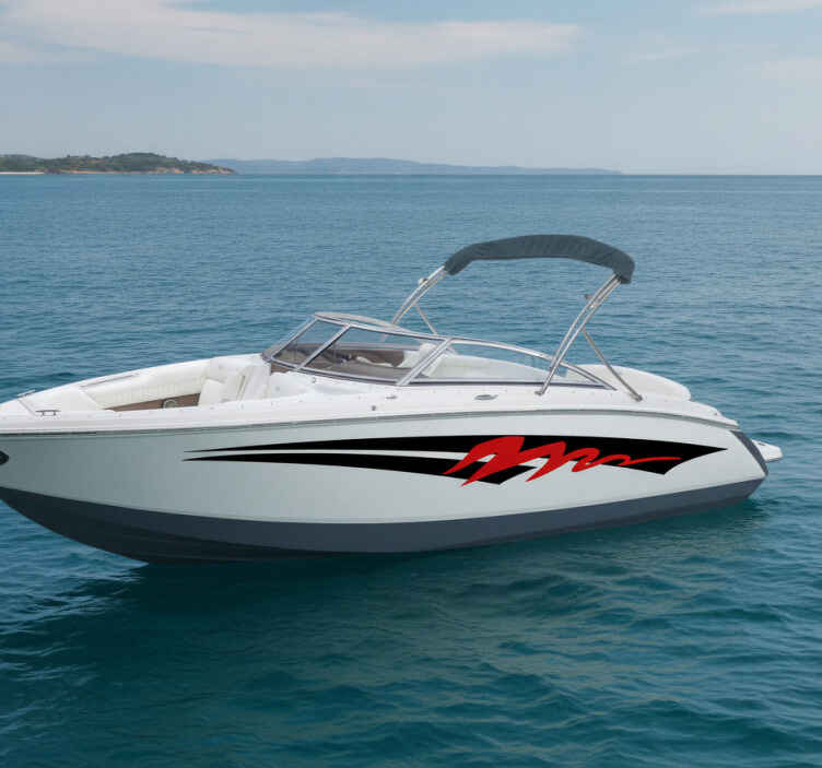 Vinyl boat stripes in black and red design - TenStickers