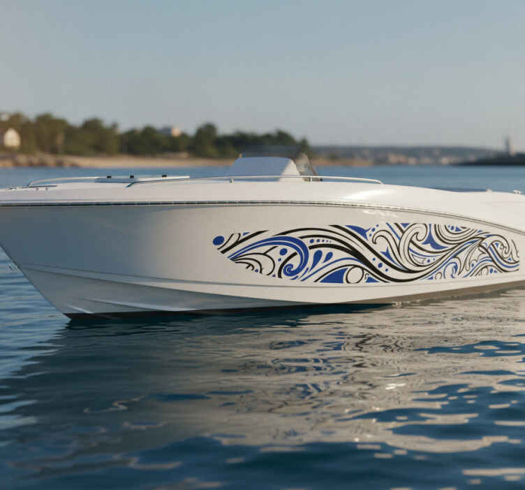 Vinyl boat stripes in black and blue design - TenStickers