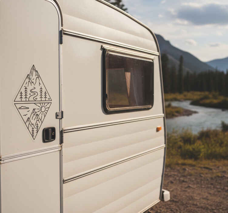Campervan decal two triangles mountain design - TenStickers