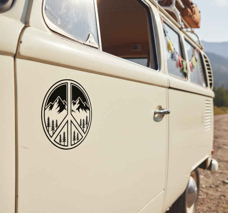 Campervan decal mountain hippie sign - TenStickers