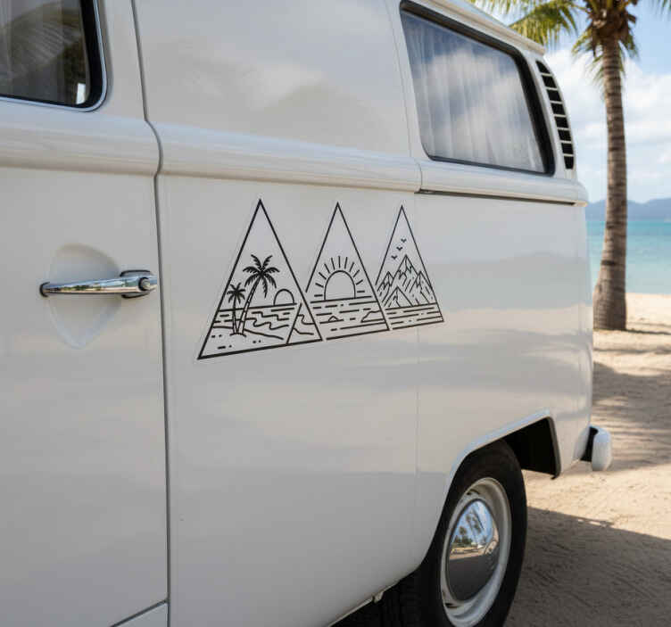 Campervan decal 3 triangles beach and mountain - TenStickers