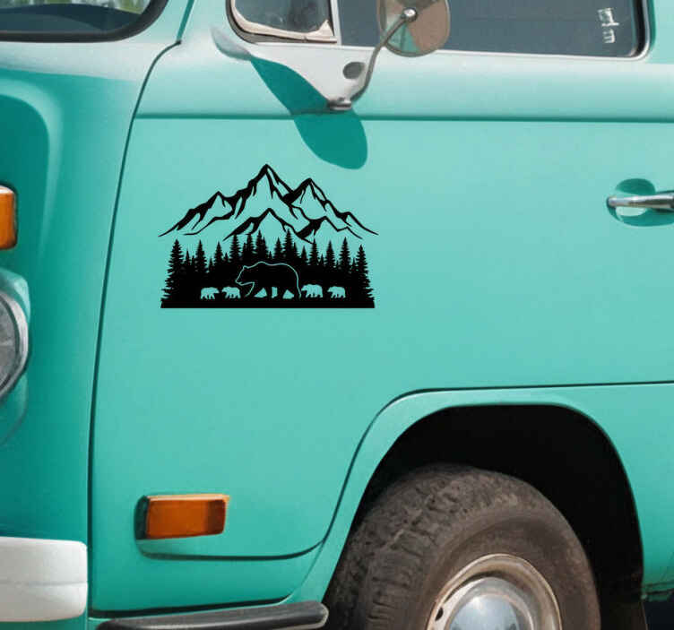 Campervan decal mountain bears design - TenStickers