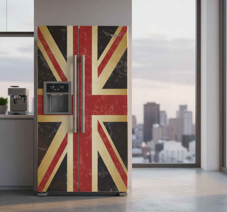 Folie kühlschrank im grungy union jack design - TenStickers