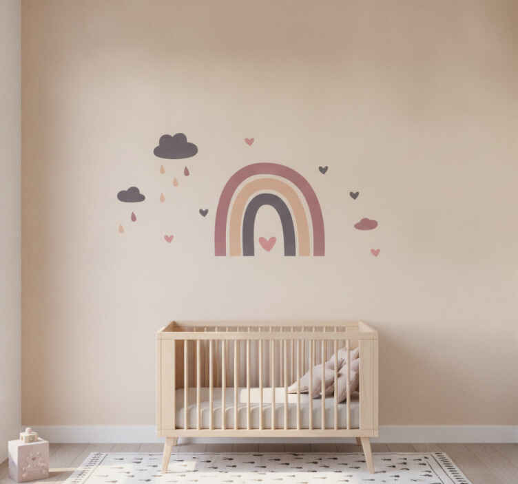 Wandtattoo kinderzimmer pink lila regenbogen - TenStickers