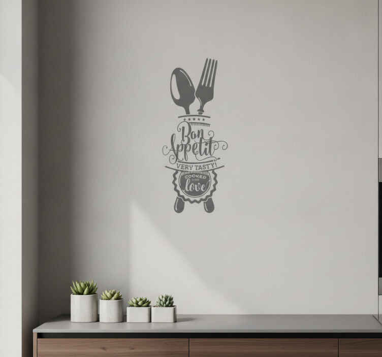 Vinilo para cocina emblema de buen provecho - TenVinilo