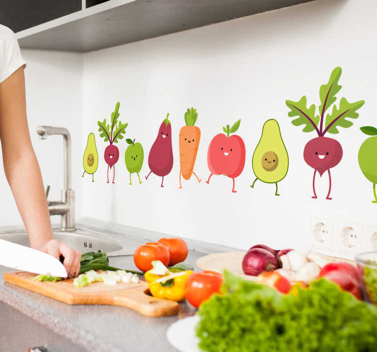4x Sticker Gemüse Aufkleber Obst Küche Einkochen Kinder 