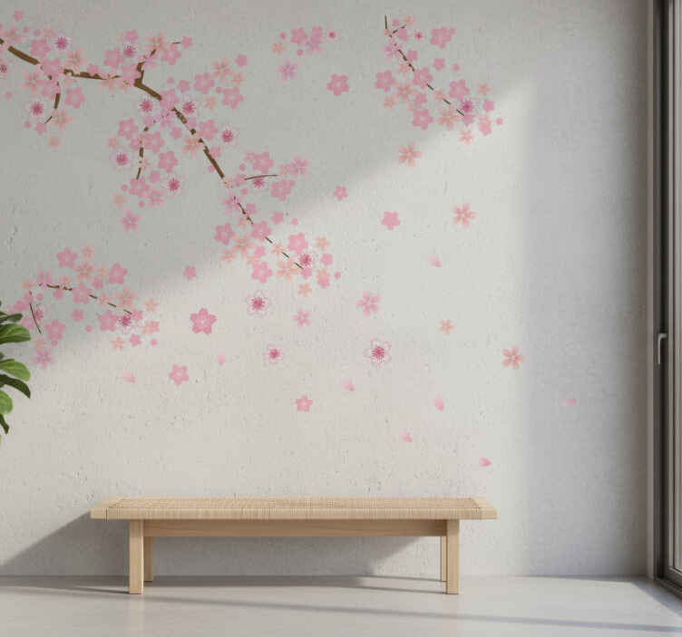 Sticker mural design de fleurs de cerisier tombantes - TenStickers