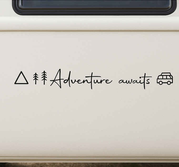 Sticker camping car aventure vous attend - TenStickers