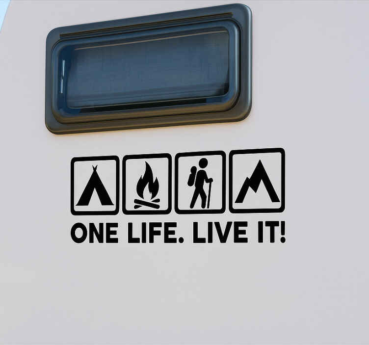 Sticker camping car une vie, vis-la pleinement - TenStickers