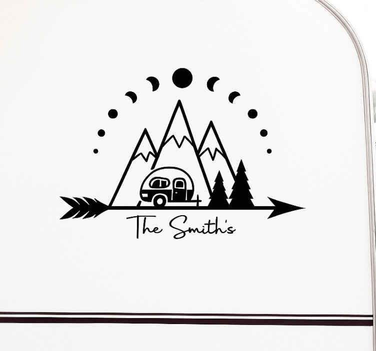 Sticker camping car paysage de montagnes personnalisé - TenStickers