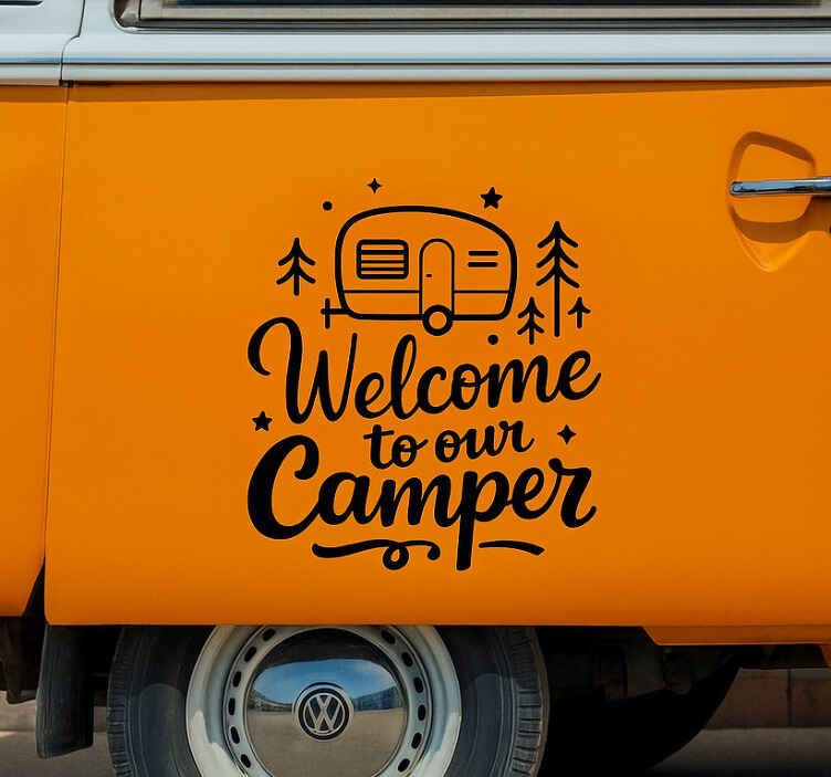 Sticker camping car bienvenue dans notre camp - TenStickers