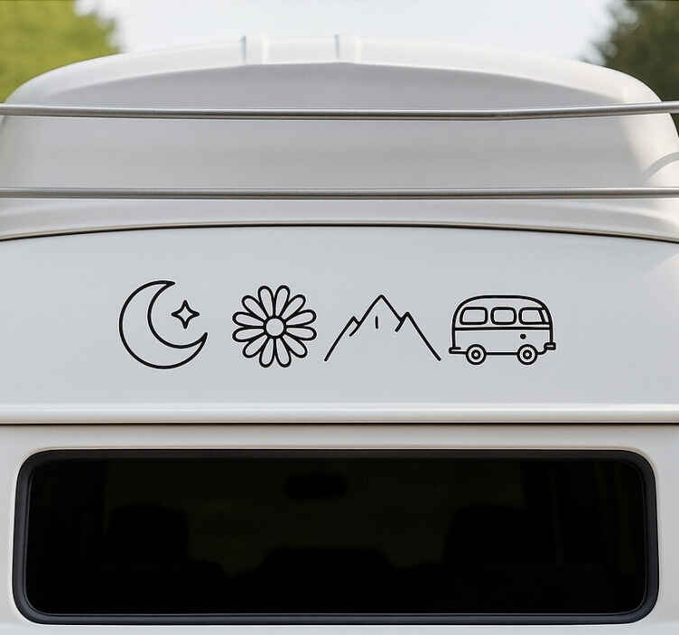 Sticker camping car symboles minimalistes - TenStickers