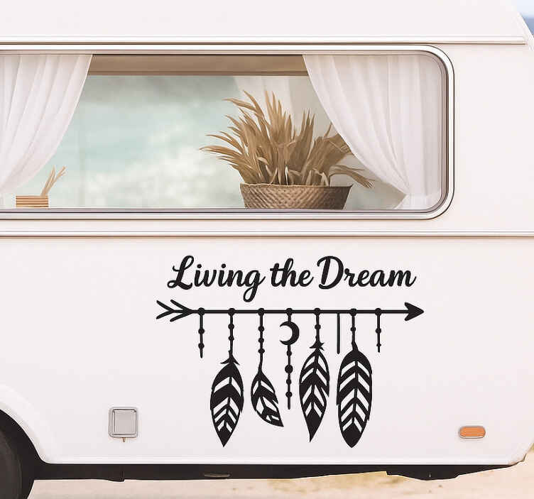 Sticker camping car vivre le rêve - TenStickers