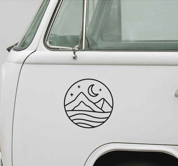 Sticker camping car paysage nocturne - TenStickers