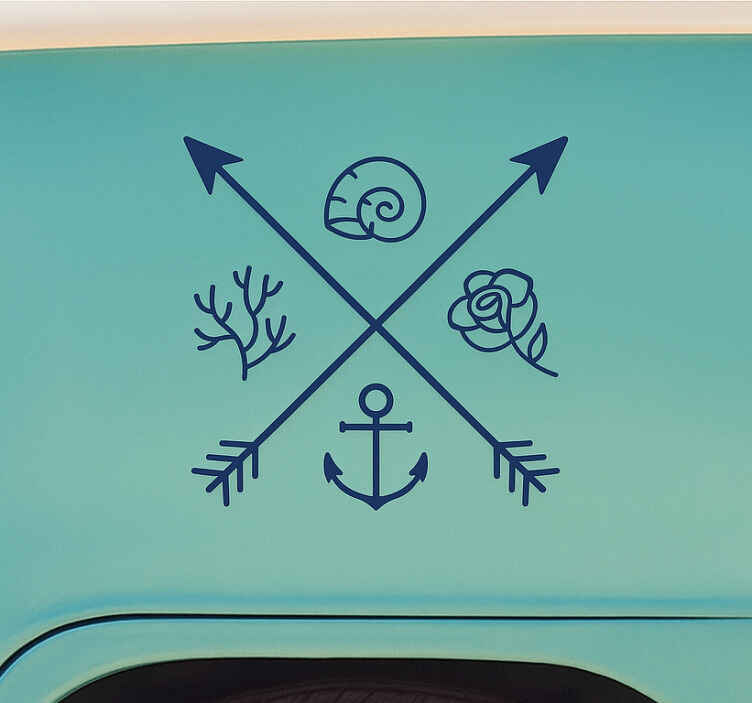 Sticker camping car symboles minimalistes marins - TenStickers