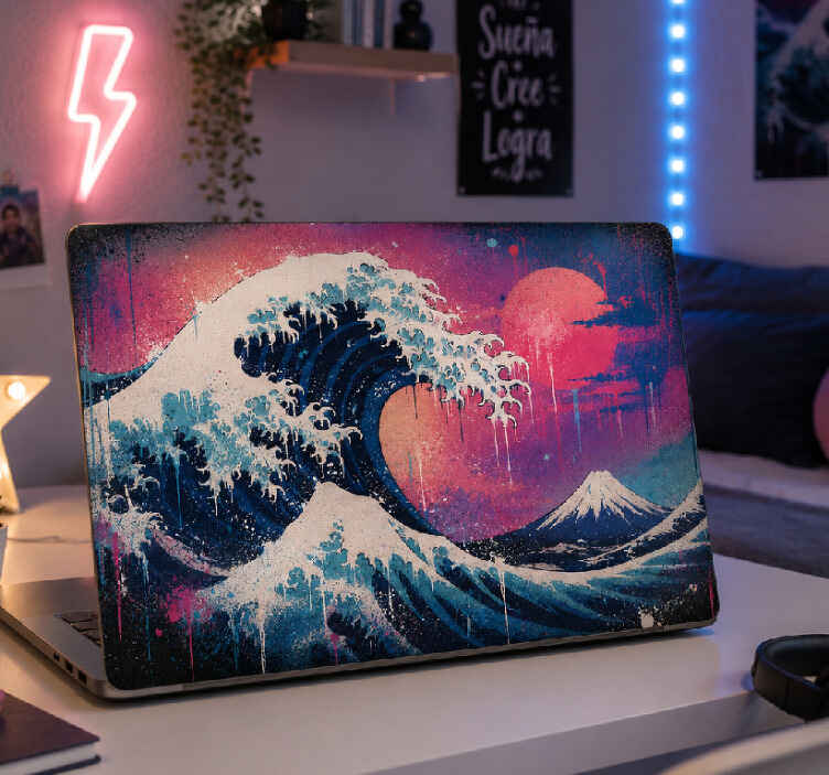 Laptop skin kanagawa wave graffiti design - TenStickers