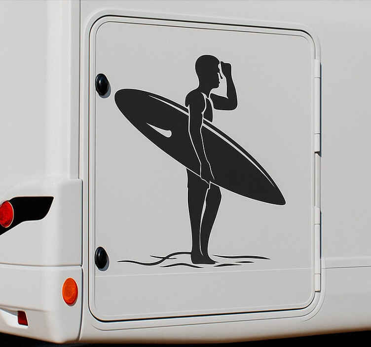 Autocollant camping car surfeur en action - TenStickers