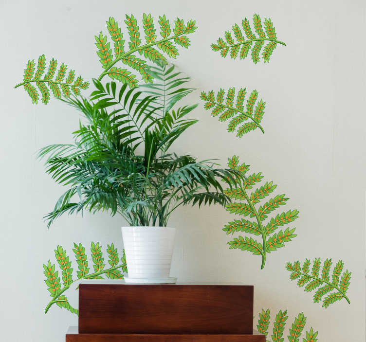 Fern leaf set plant wall decal TenStickers