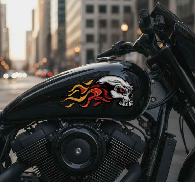 Motorcycle decals fiery skull design - TenStickers