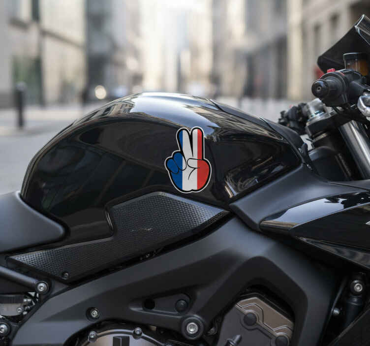 Sticker moto signe de paix drapeau français - TenStickers
