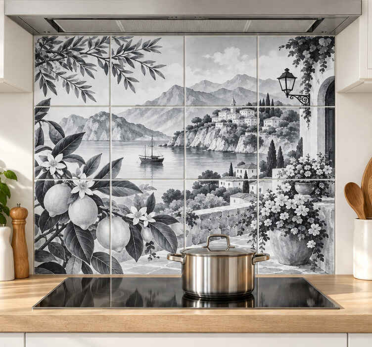 Tile sticker landscape painting - TenStickers