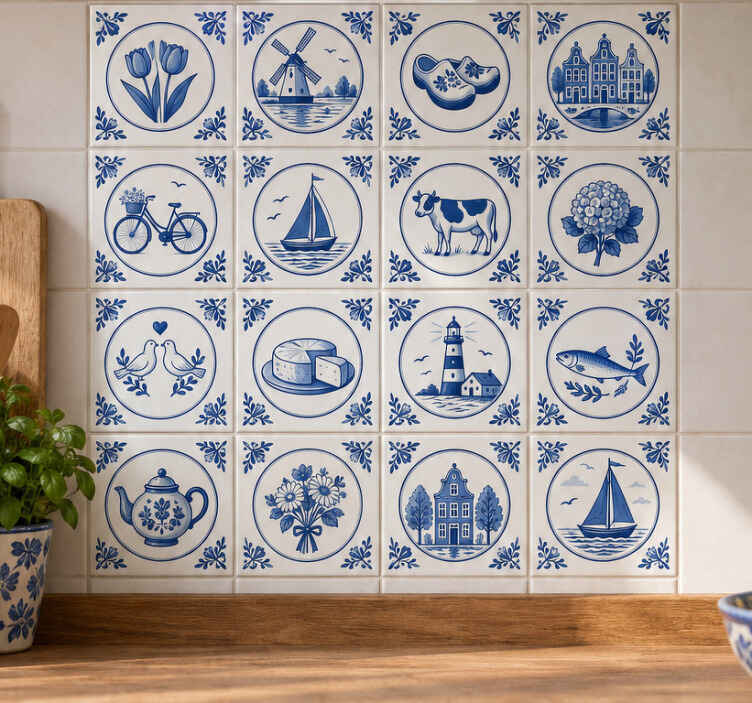 Tegelsticker delftse tegels set - TenStickers
