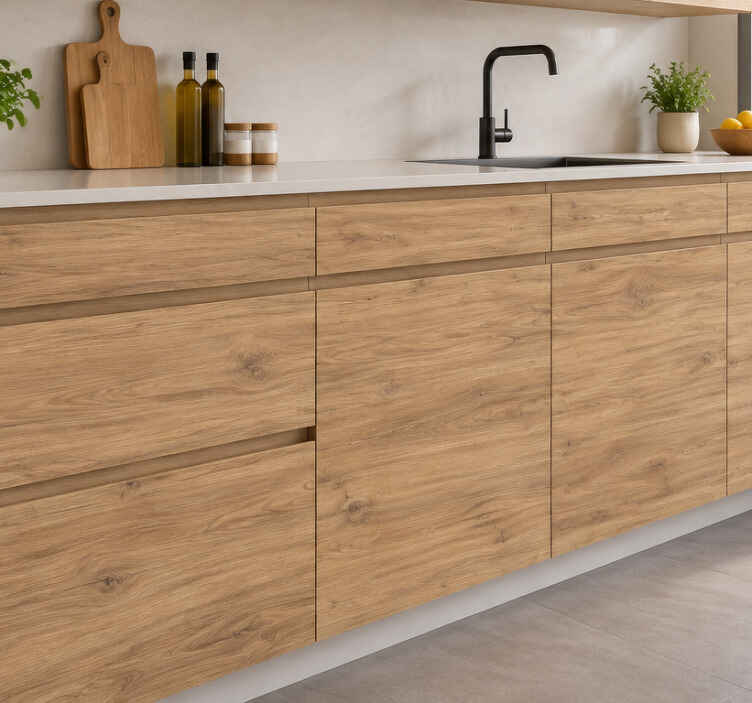 Graceful wooden imitation kitchen wall sticker - TenStickers