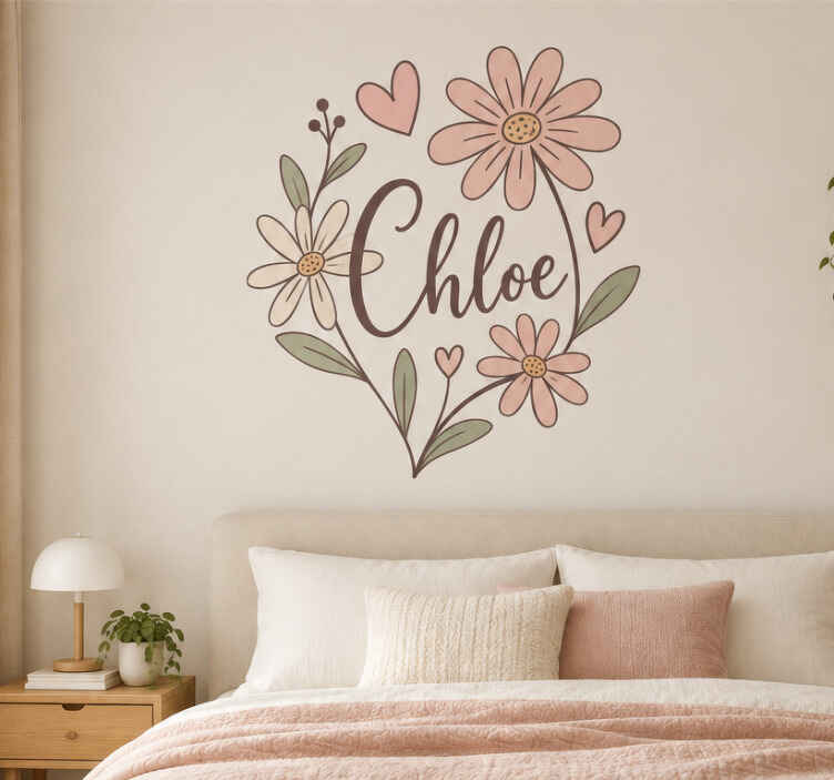 Sticker mural fleurs et cœurs - TenStickers