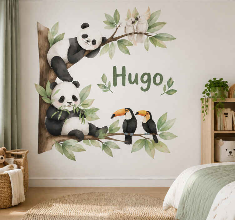 Vinilo pared pandas y tucán - TenVinilo