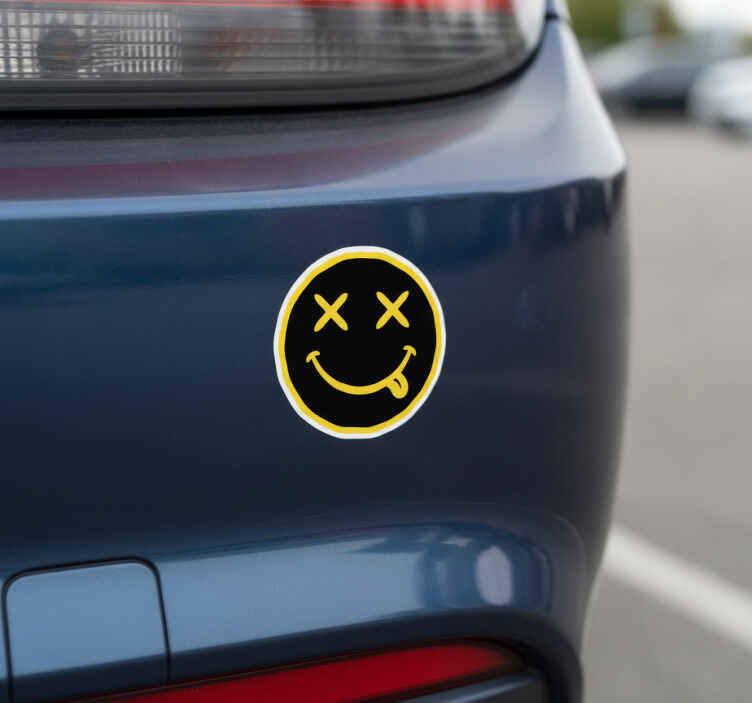 Pegatina coche sonrisa amarilla nirvana - TenVinilo