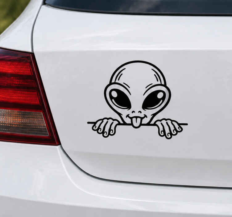 Pegatina coche cara divertida de alienígena - TenVinilo