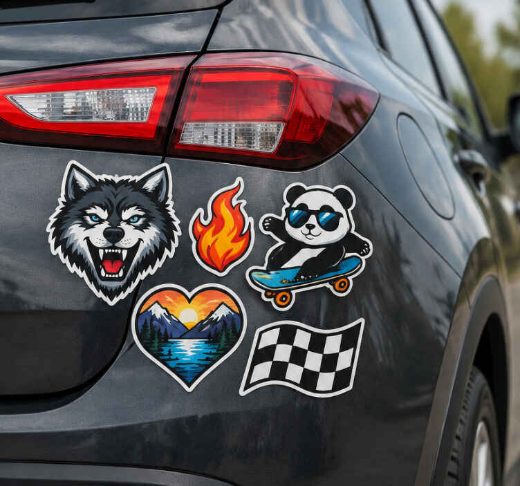 Car decal sticker set with white background - TenStickers