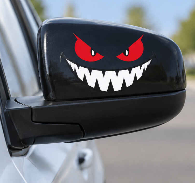 Car sticker evil faces for rearview mirror - TenStickers