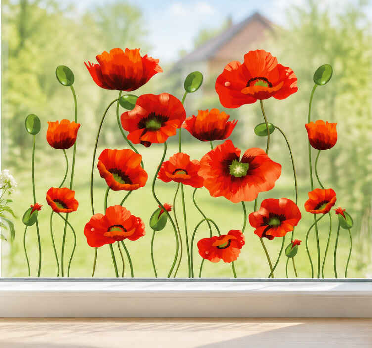 Fensteraufkleber frühlings-oster-mohnblumen - TenStickers