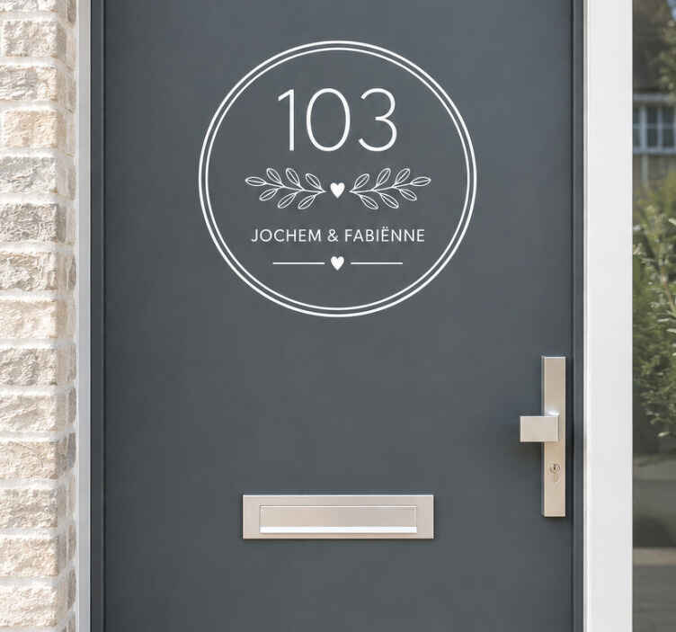 Door sticker house number and family members sign - TenStickers
