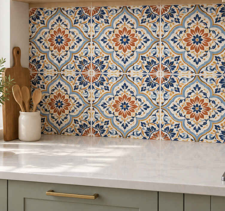 Azulejo adhesivo diseño oriental elegante - TenVinilo