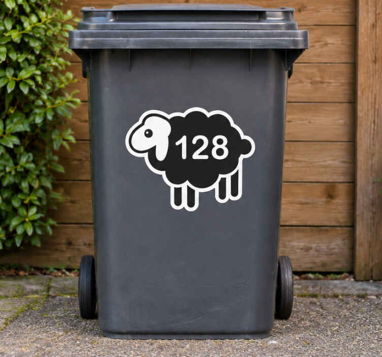 Container sticker op maat schaap nummer - TenStickers
