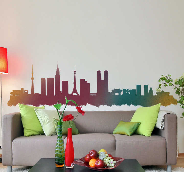 Sri lanka skyline city skyline silhouette wall sticker TenStickers