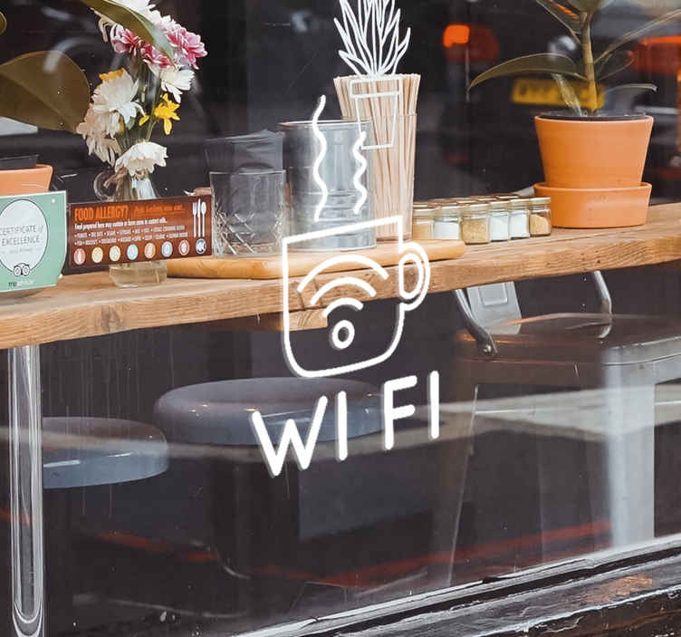 Vitrophanie symbole wifi pour café