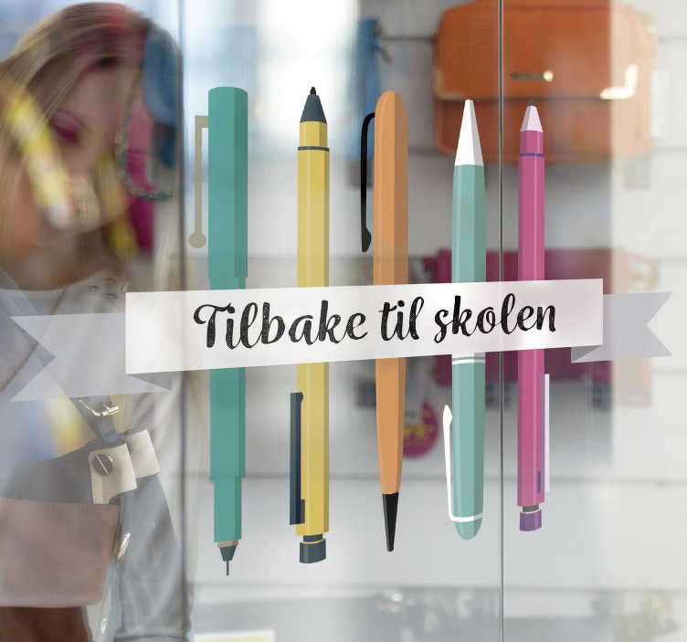 Tilbake til skolen med pennvindu-klistremerke - Tenstickers