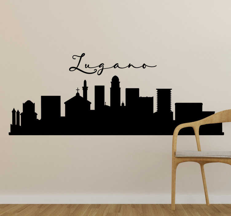 Adesivo murale skyline di Lugano - TenStickers