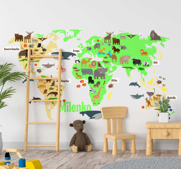Světová živočišná fauna s nálepkou na zeď - TenStickers