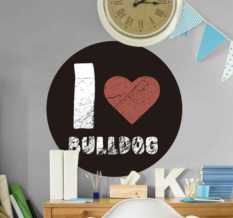 I love bulldog wall sticker - TenStickers