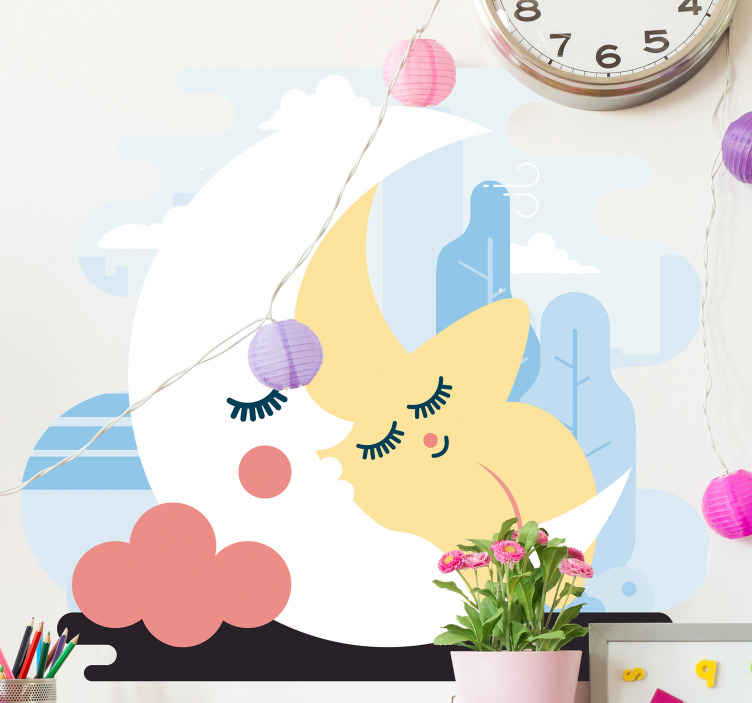 Moon and star illustration sticker - TenStickers