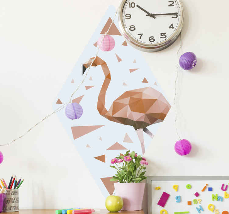 çokgen flamingo şekli hayvan çıkartması - TenStickers